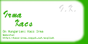 irma kacs business card